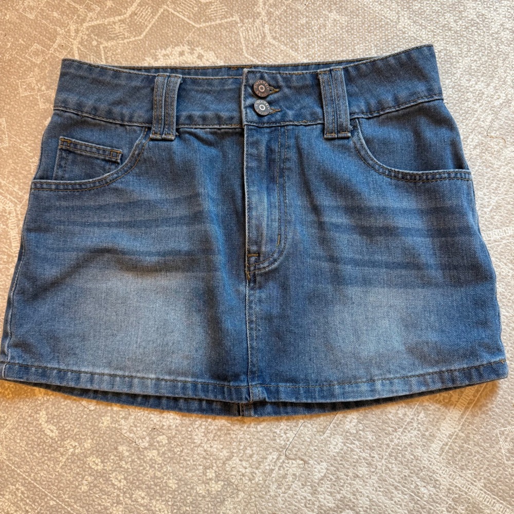 Sincerely Jules Denim Mini Skirt Women 5/26 Blue Double Button Short Jean Skirt
